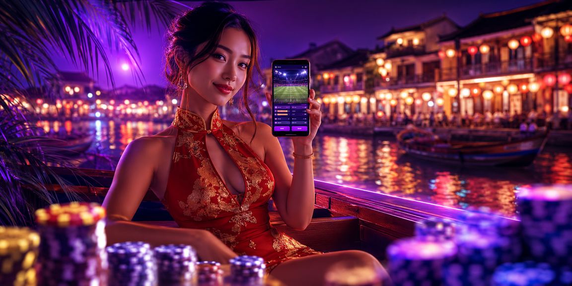 Không khí cá cược tại điểm giải trí Việt Nam với ánh đèn neon